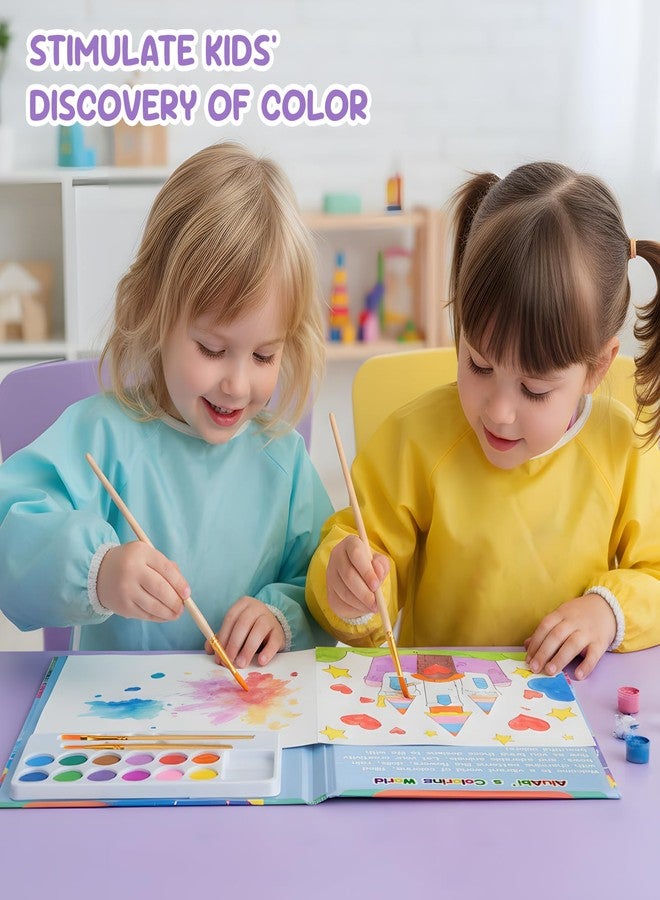 hapray 12 Vibrant Washable Colors Paint with Water Coloring Book for Toddlers, 5 Display Stands Watercolor Paint Set for Kids Ages 3-5 4-8, Arts and Crafts Toys Birthday Holiday Gifts for Boys Girls - Image 2